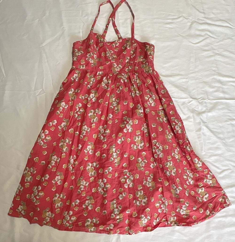 Gap Pink Floral Print Sleeveless Criss-Cross Strap Smocked Sundress Size XS